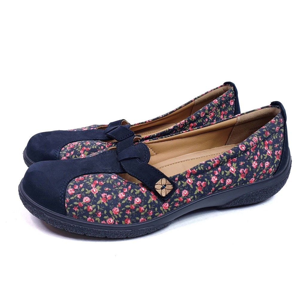 Hotter Serenity Navy Floral Mary Jane Flats Size 8